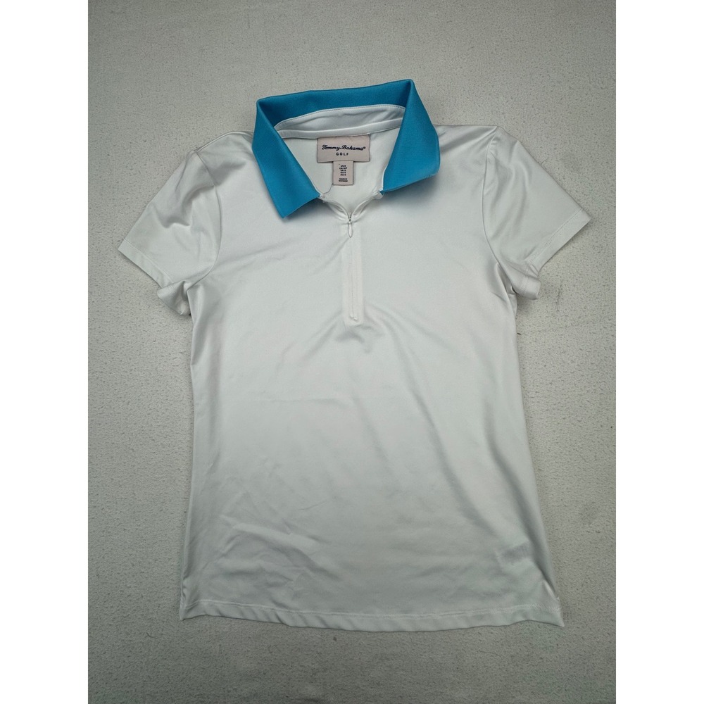 Tommy Bahama Golf Polo Women S White Blue Quarter Zip‎ Performance Top
